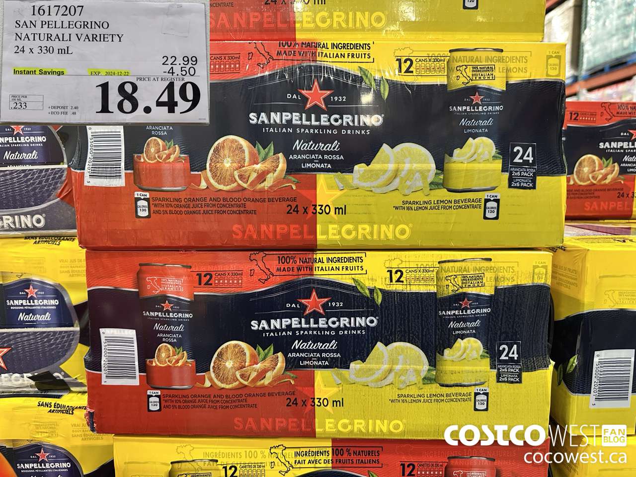 1617207 SAN PELLEGRINO NATURALI VARIETY 24 x 330 mL ($4.50 INSTANT SAVINGS EXPIRES ON 2024-12-22) $18.49