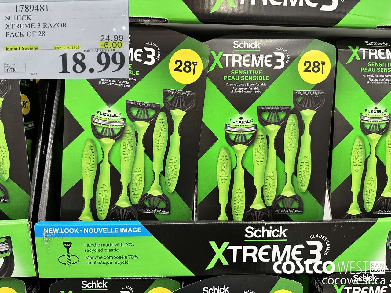 1789481 SCHICK XTREME 3 RAZOR PACK OF 28 ($6.00 INSTANT SAVINGS EXPIRES ON 2024-12-22) $18.99