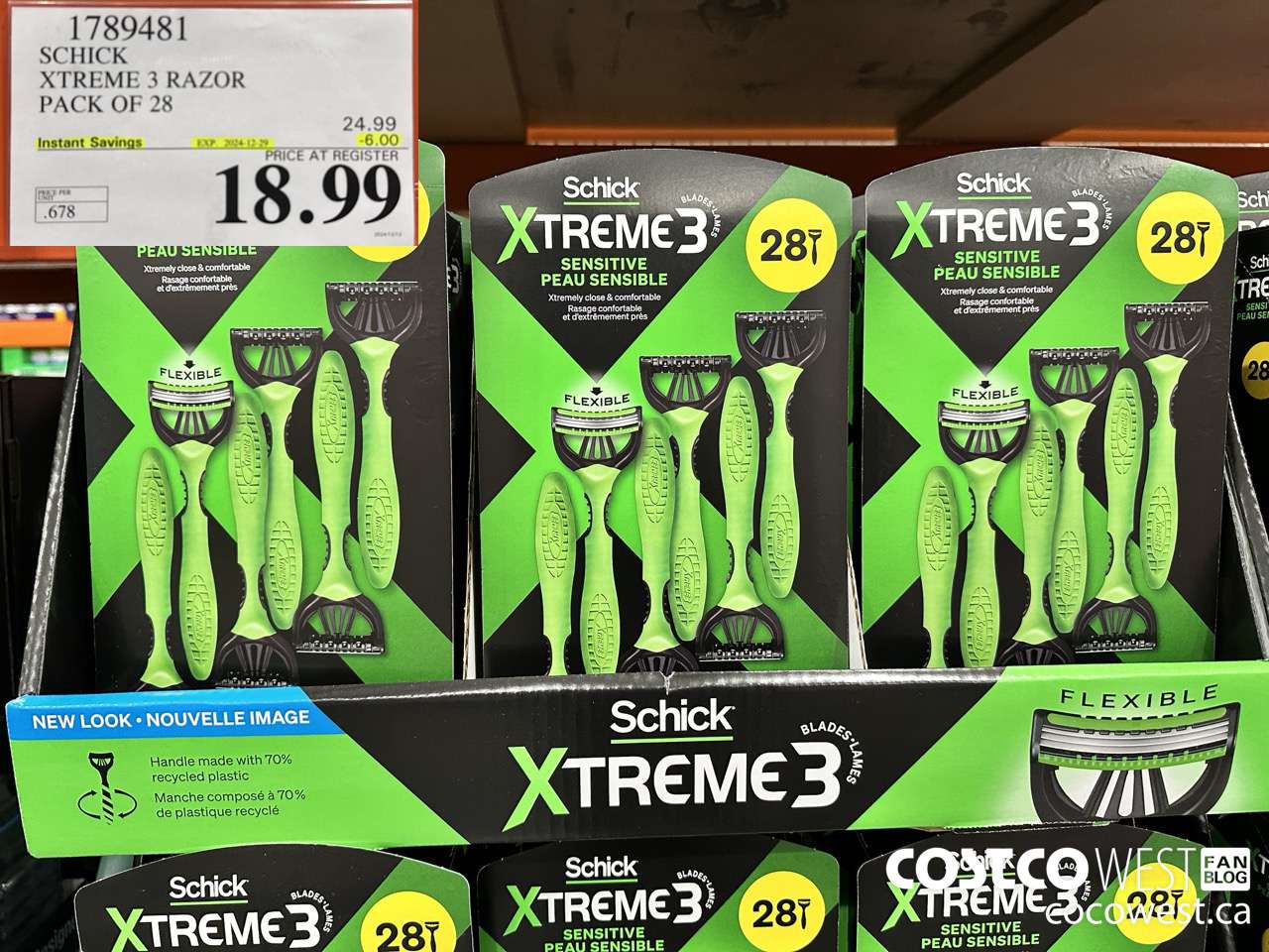 1789481 SCHICK XTREME 3 RAZOR PACK OF 28 ($6.00 INSTANT SAVINGS EXPIRES ON 2024-12-29) $18.99