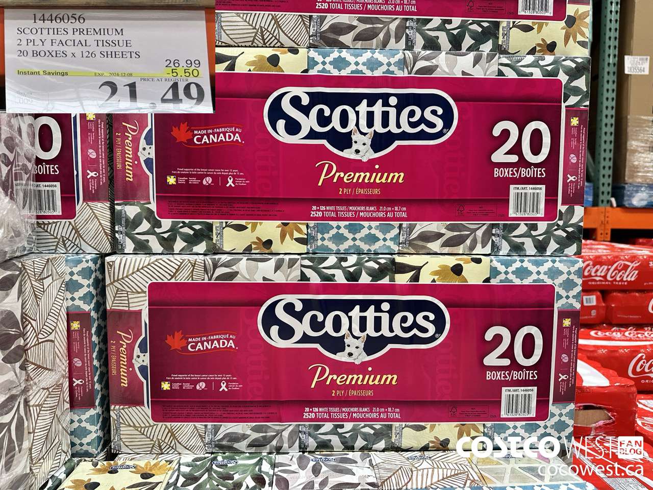 1446056 SCOTTIES PREMIUM 2 PLY FACIAL TISSUE 20 BOXES x 126 SHEETS ($5.50 INSTANT SAVINGS EXPIRES ON 2024-12-08) $21.49