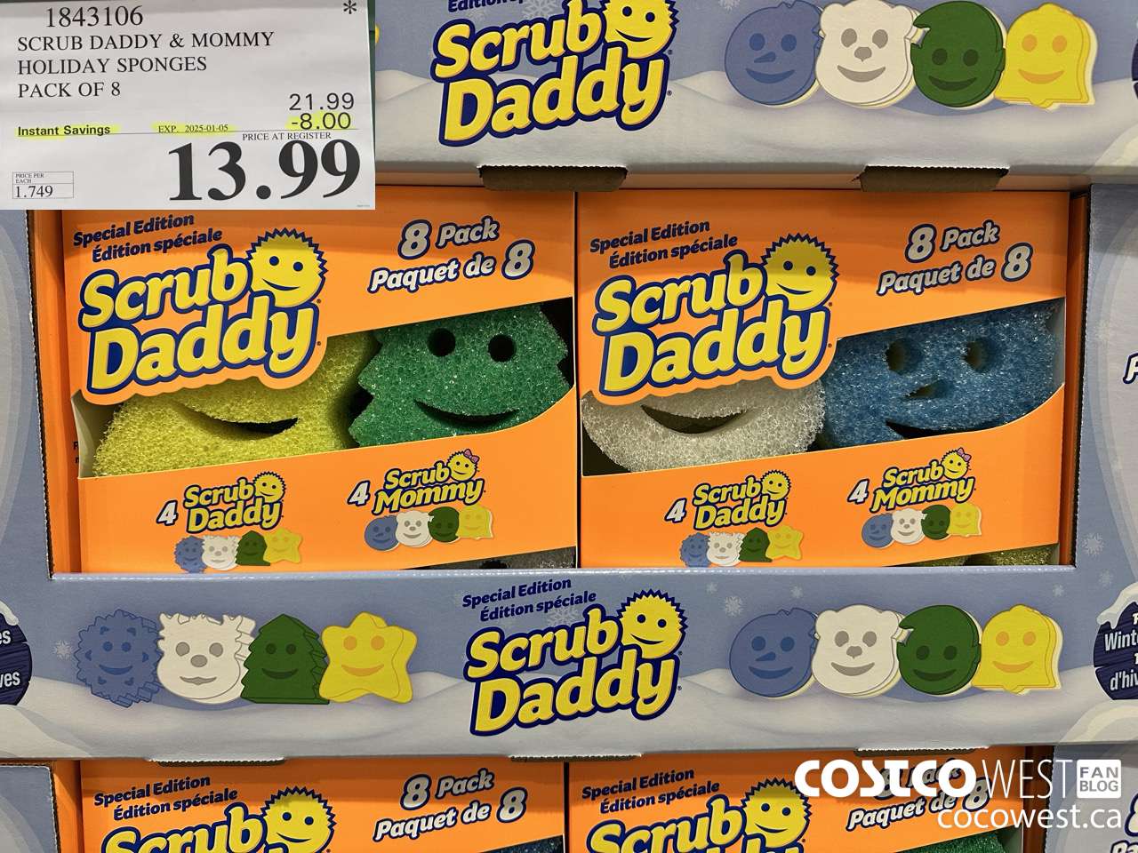 1843106 SCRUB DADDY & MOMMY HOLIDAY SPONGES PACK OF 8 ($5.00 INSTANT SAVINGS EXPIRES ON 2025-01-05) $13.99
