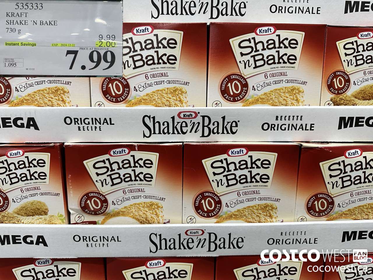 535333 SHAKE N BAKE VARIETY PACK 730 g ($2.00 INSTANT SAVINGS EXPIRES ON 2024-12-22) $7.99