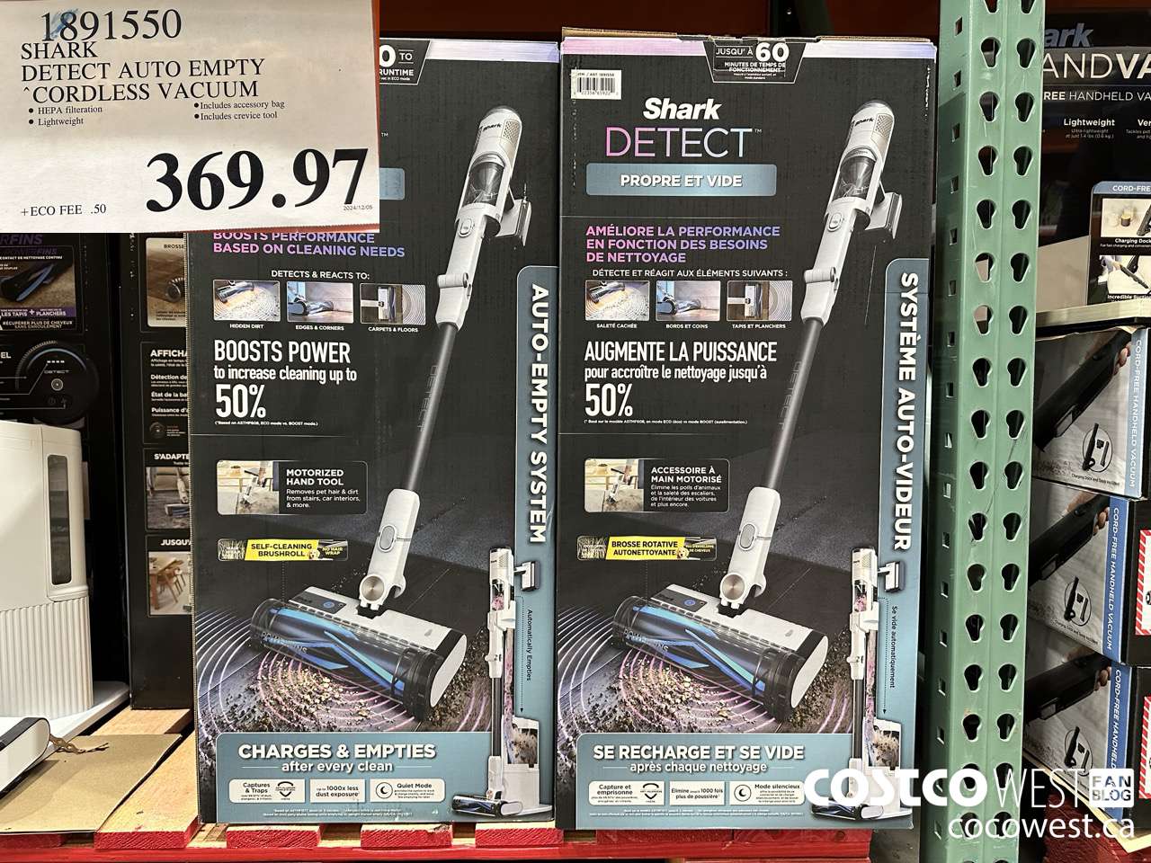 1891550 SHARK DETECT PRO AUTO EMPTY STICK VACUUM $369.97