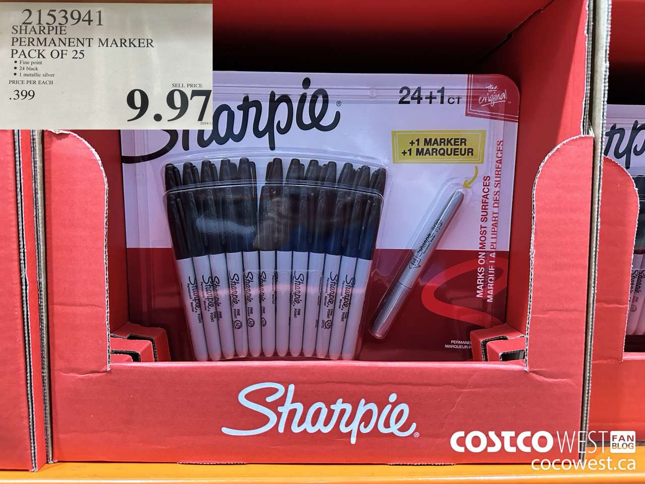 2153941 SHARPIE PERMANENT MARKER PACK OF 25 $9.97