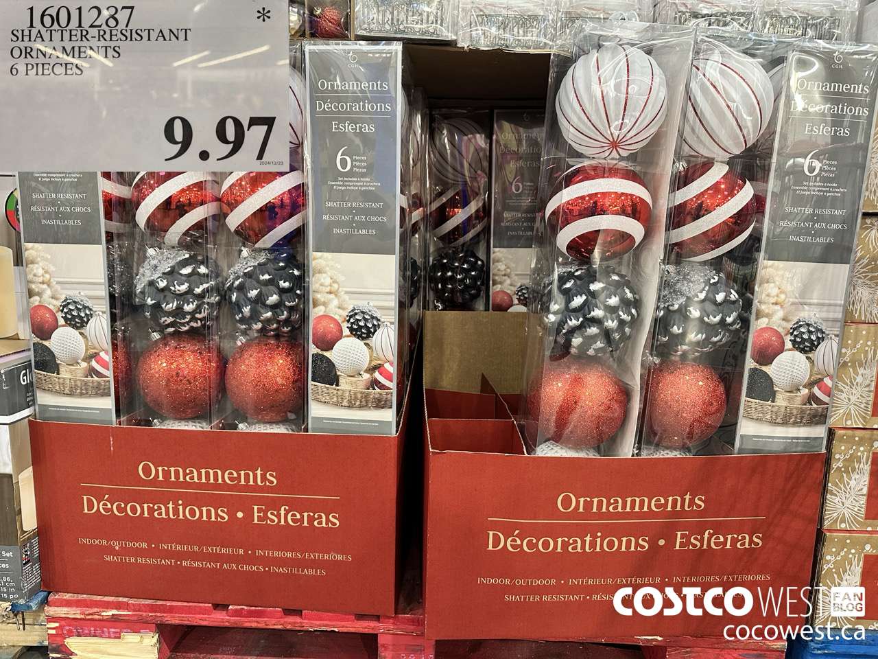 1601287 SHATTER-RESISTANT ORNAMENTS 6 PIECES $9.97