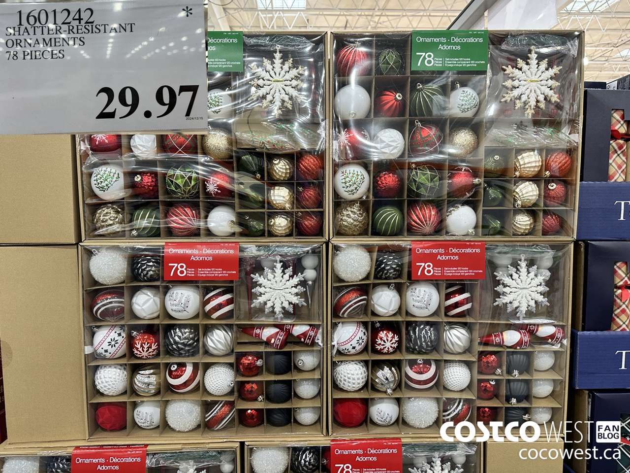 1601242 SHATTER-RESISTANT ORNAMENTS 78 PIECES $29.97