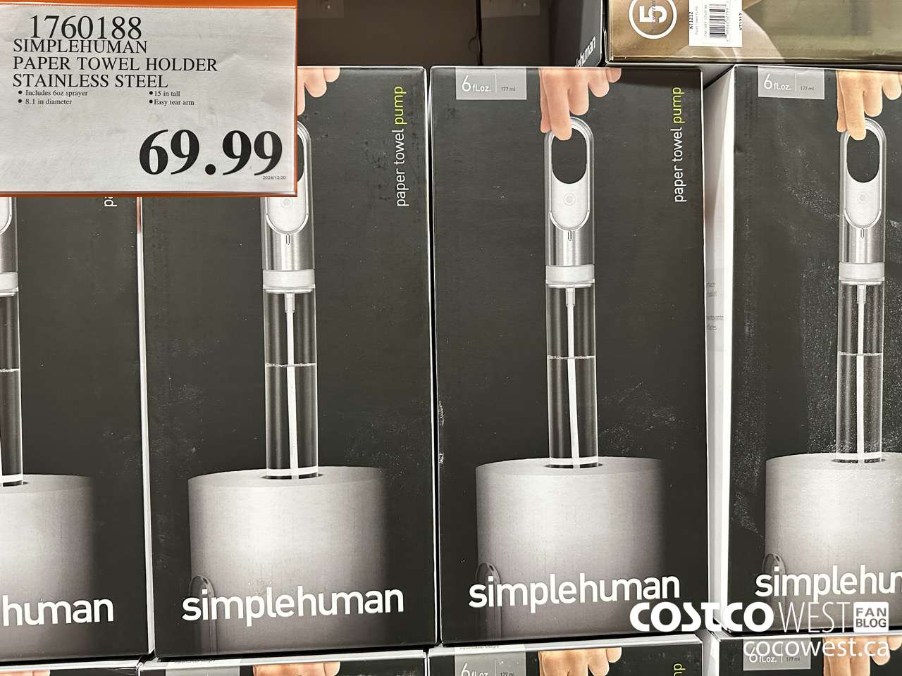 1760188 SIMPLEHUMAN PAPER TOWEL HOLDER STAINLESS STEEL $69.99