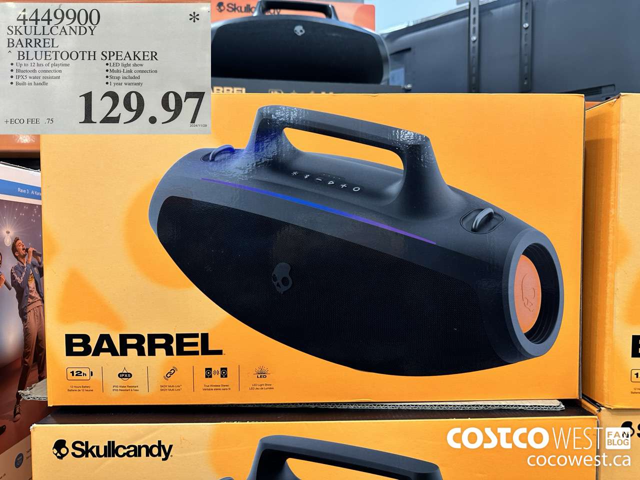 4449900 SKULLCANDY BARREL BLUETOOTH SPEAKER $129.97