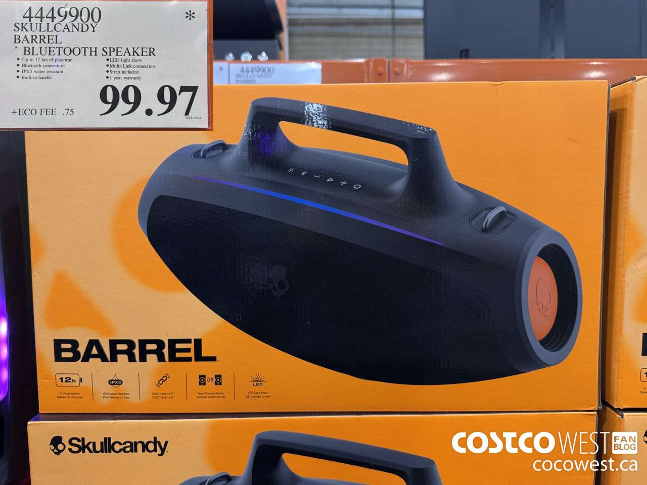 4449900 SKULLCANDY BARREL BLUETOOTH SPEAKER $99.97