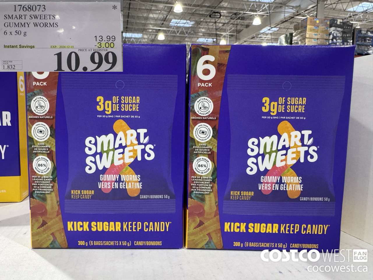 1768073 SMART SWEETS GUMMY WORMS 6 X 50G ($3.00 INSTANT SAVINGS EXPIRES ON 2024-12-15) $10.99