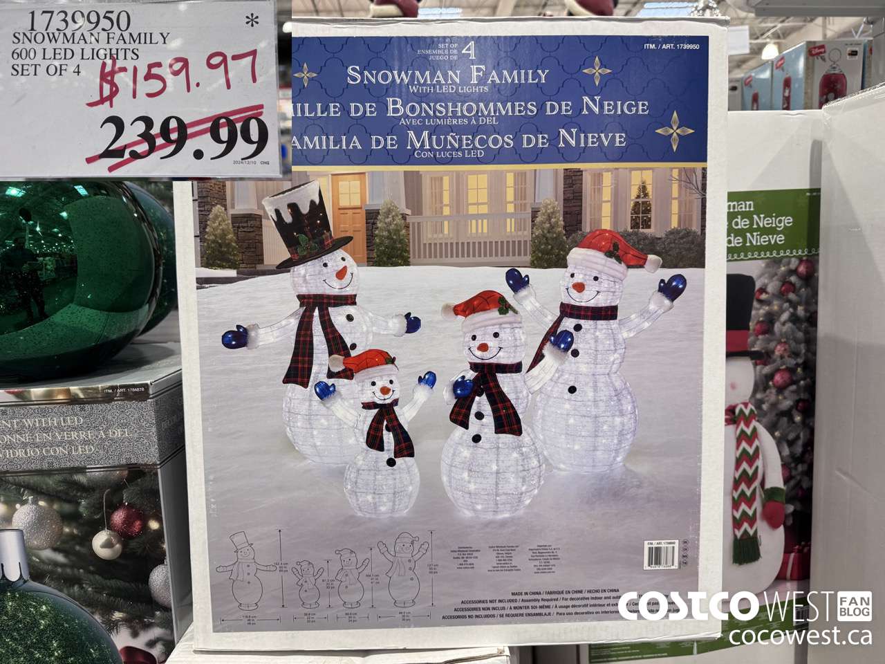 1739950 SNOWMAN FAMILY WITH LED LIGHTS SET OF 4 $159.97