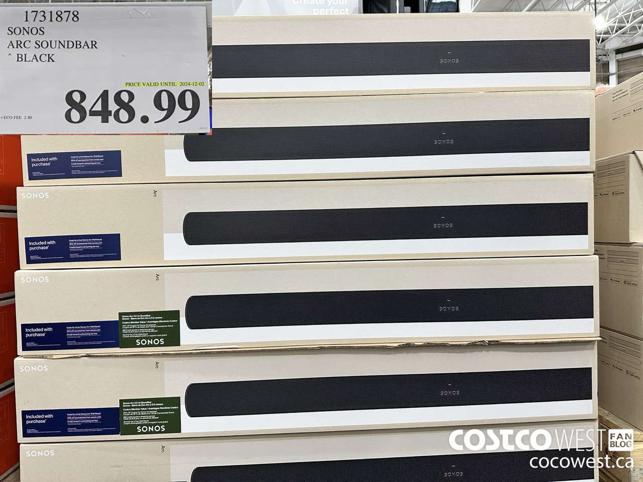 1731878 SONOS ARC SOUNDBAR W/DOLBY ATMOS (EXPIRES ON 2024-12-02) $848.99