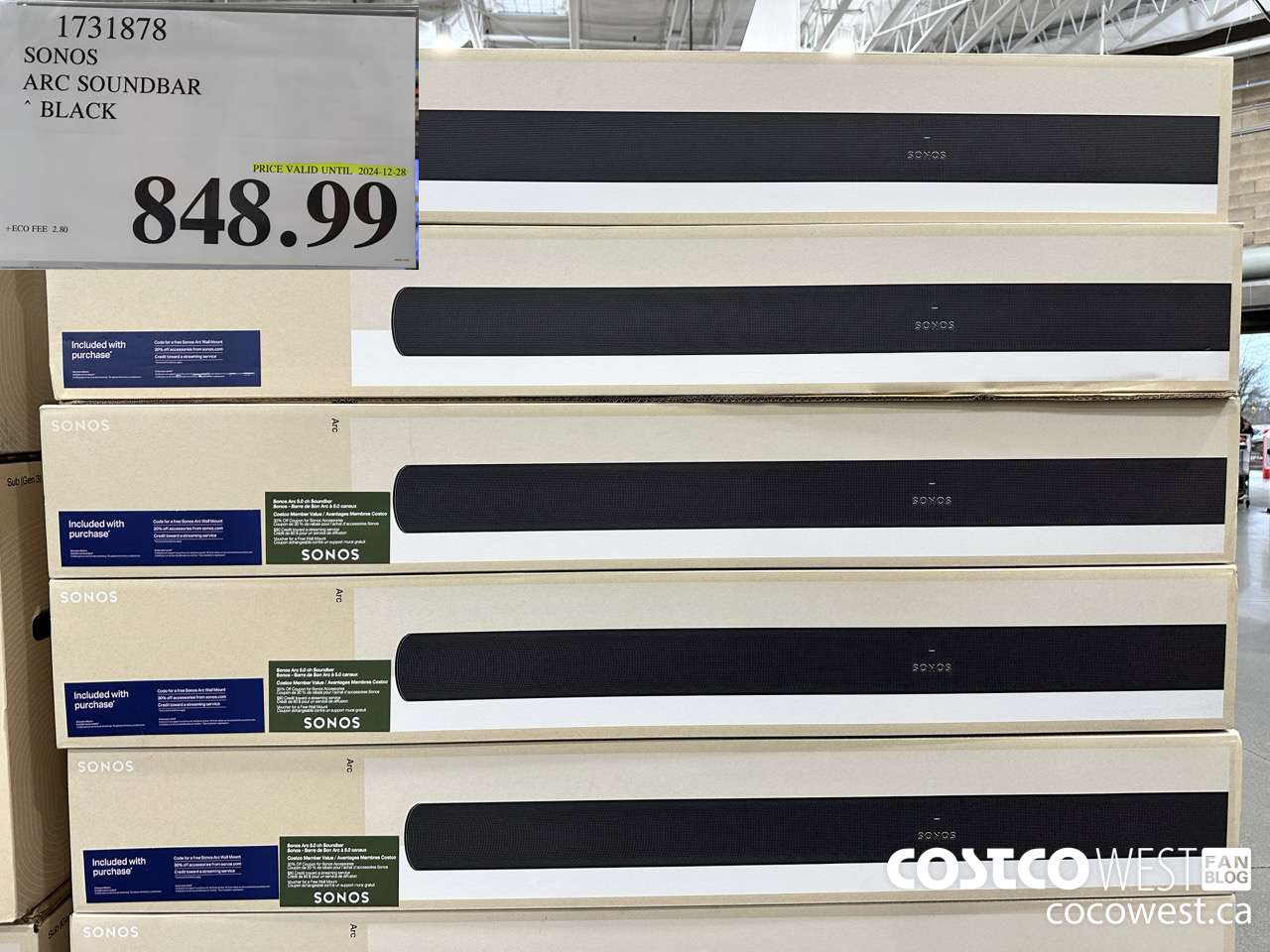 1731878 SONOS ARC SOUNDBAR W/DOLBY ATMOS (EXPIRES ON 2024-12-28) $848.99