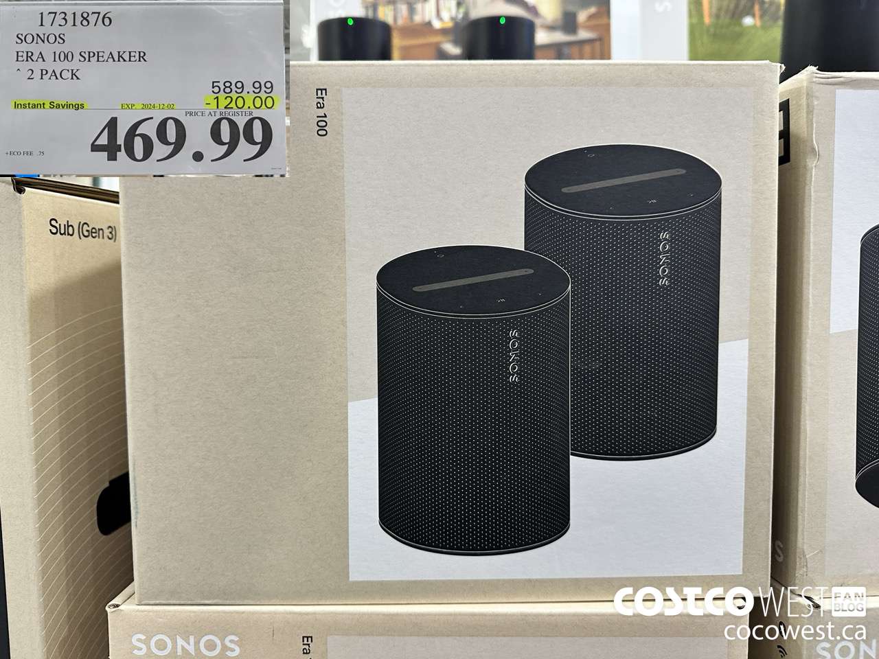 1731876 SONOS ERA 100 SPEAKER 2 PACK ($120.00 INSTANT SAVINGS EXPIRES ON 2024-12-02) $469.99