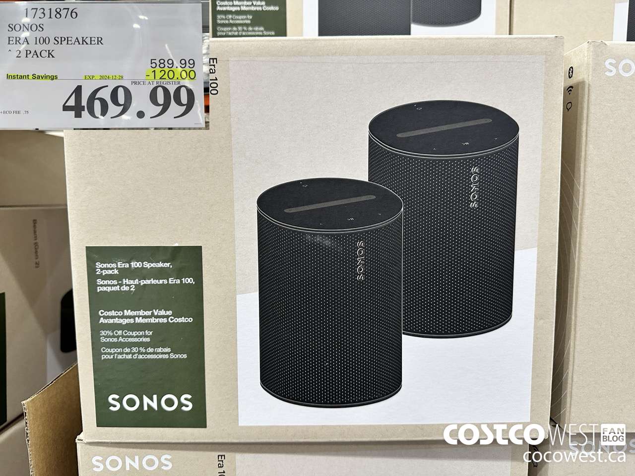 1731876 SONOS ERA 100 SPEAKER 2 PACK ($120.00 INSTANT SAVINGS EXPIRES ON 2024-12-28) $469.99
