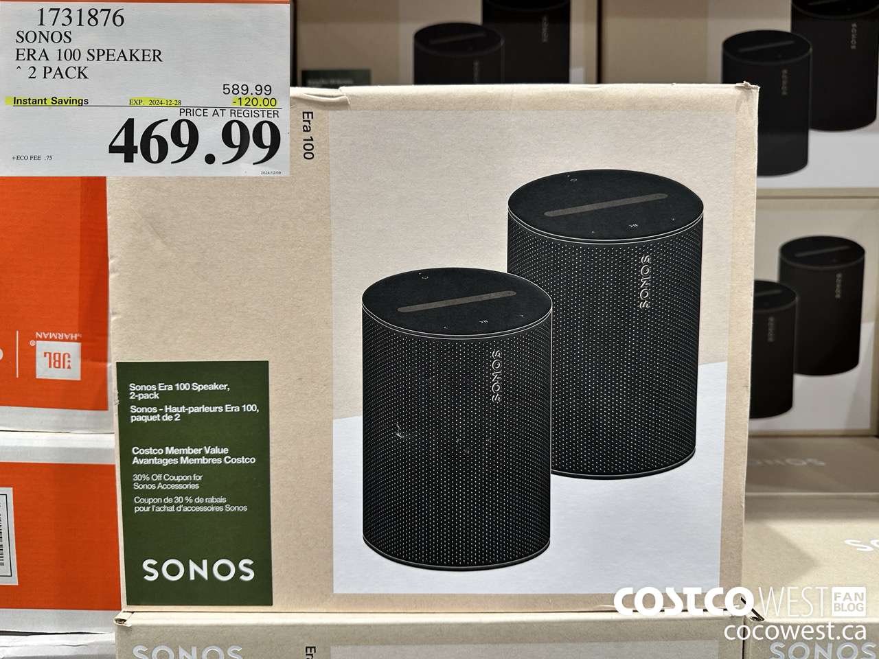 1731876 SONOS ERA 100 SPEAKER 2 PACK ($120.00 INSTANT SAVINGS EXPIRES ON 2024-12-28) $469.99