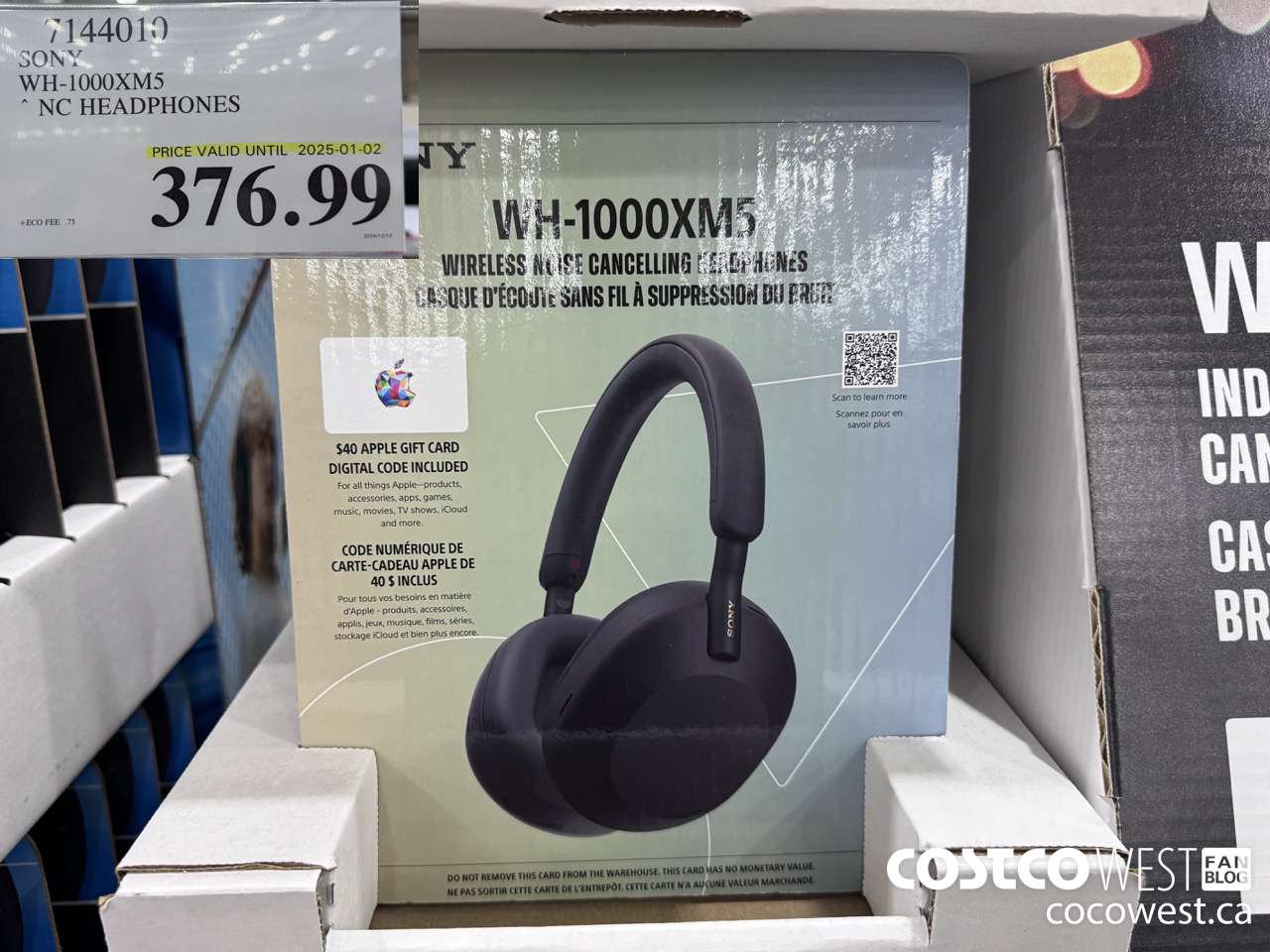 7144010 SONY WH-1000XM5 NC HEADPHONES (EXPIRES ON 2025-01-02) $376.99