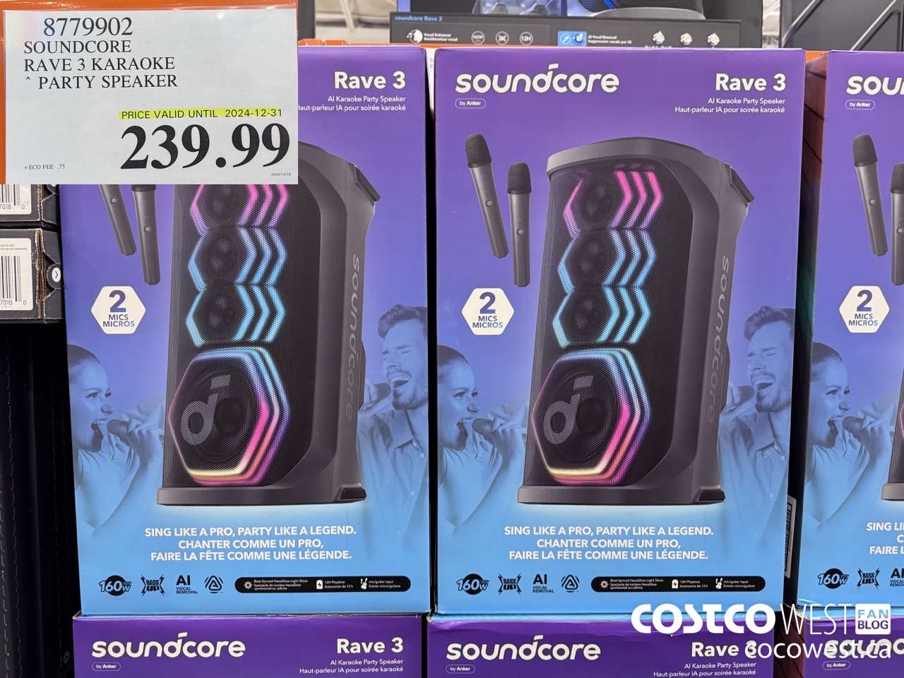 8779902 SOUNDCORE RAVE 3 BLUETOOTH SPEAKER (EXPIRES ON 2024-12-31) $239.99
