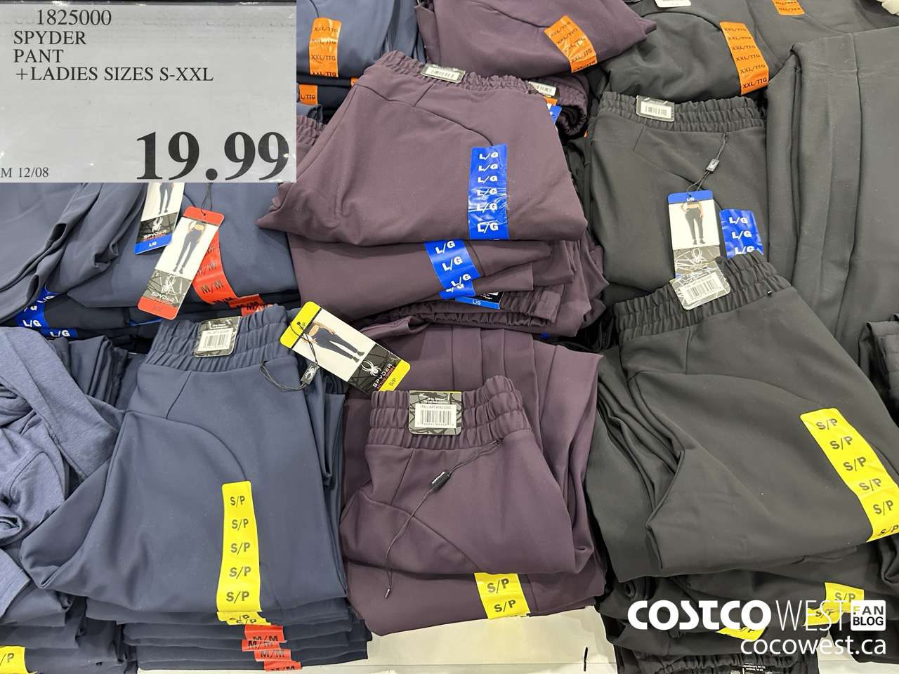 1825000 SPYDER PANT LADIES SIZES S-XXL $19.99