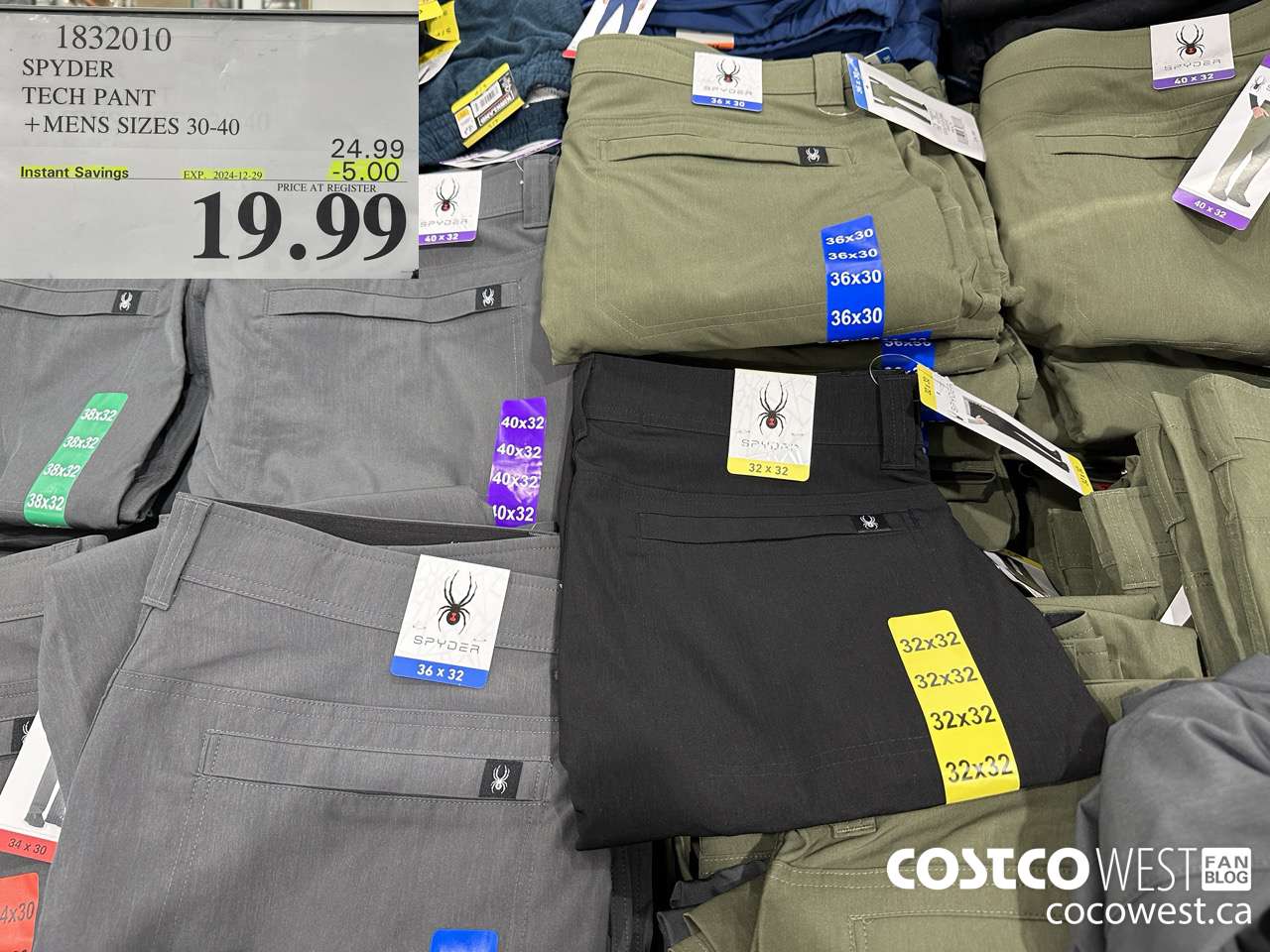 1832010 SPYDER TECH PANT MENS SIZES 30-40 ($5.00 INSTANT SAVINGS EXPIRES ON 2024-12-29) $19.99