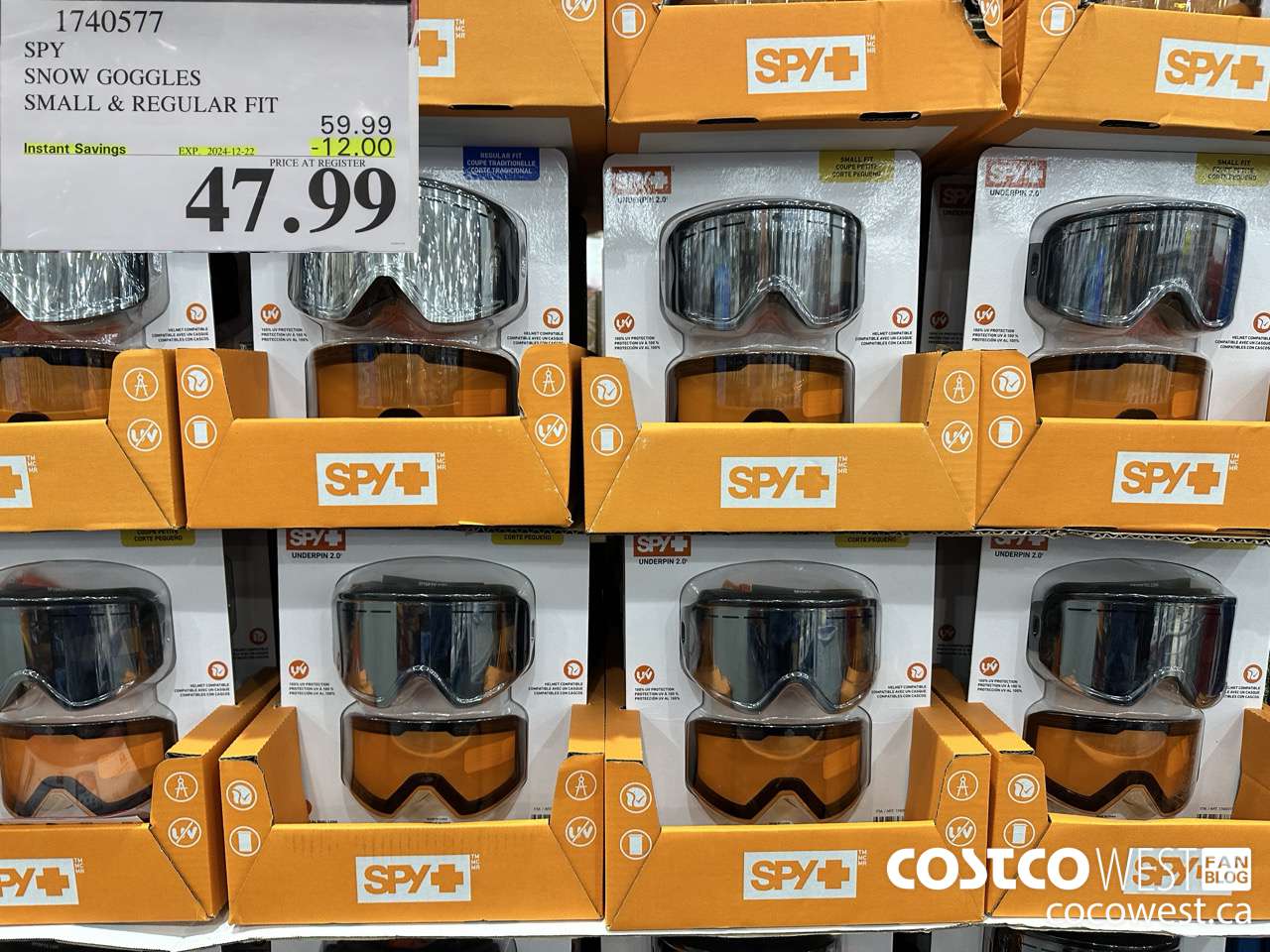 1740577 SPY SNOW GOGGLES SMALL & REGULAR FIT ($12.00 INSTANT SAVINGS EXPIRES ON 2024-12-22) $47.99
