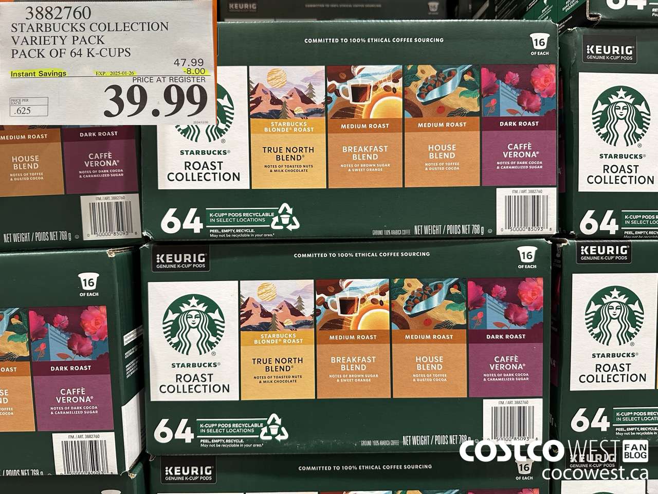 3882760 STARBUCKS COLLECTION VARIETY PACK 64 K-CUPS ($8.00 INSTANT SAVINGS EXPIRES ON 2025-01-26) $39.99