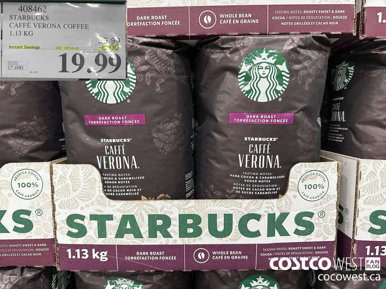 408462 STARBUCKS VERONA 1.13 KG ($6.00 INSTANT SAVINGS EXPIRES ON 2025-01-05) $19.99