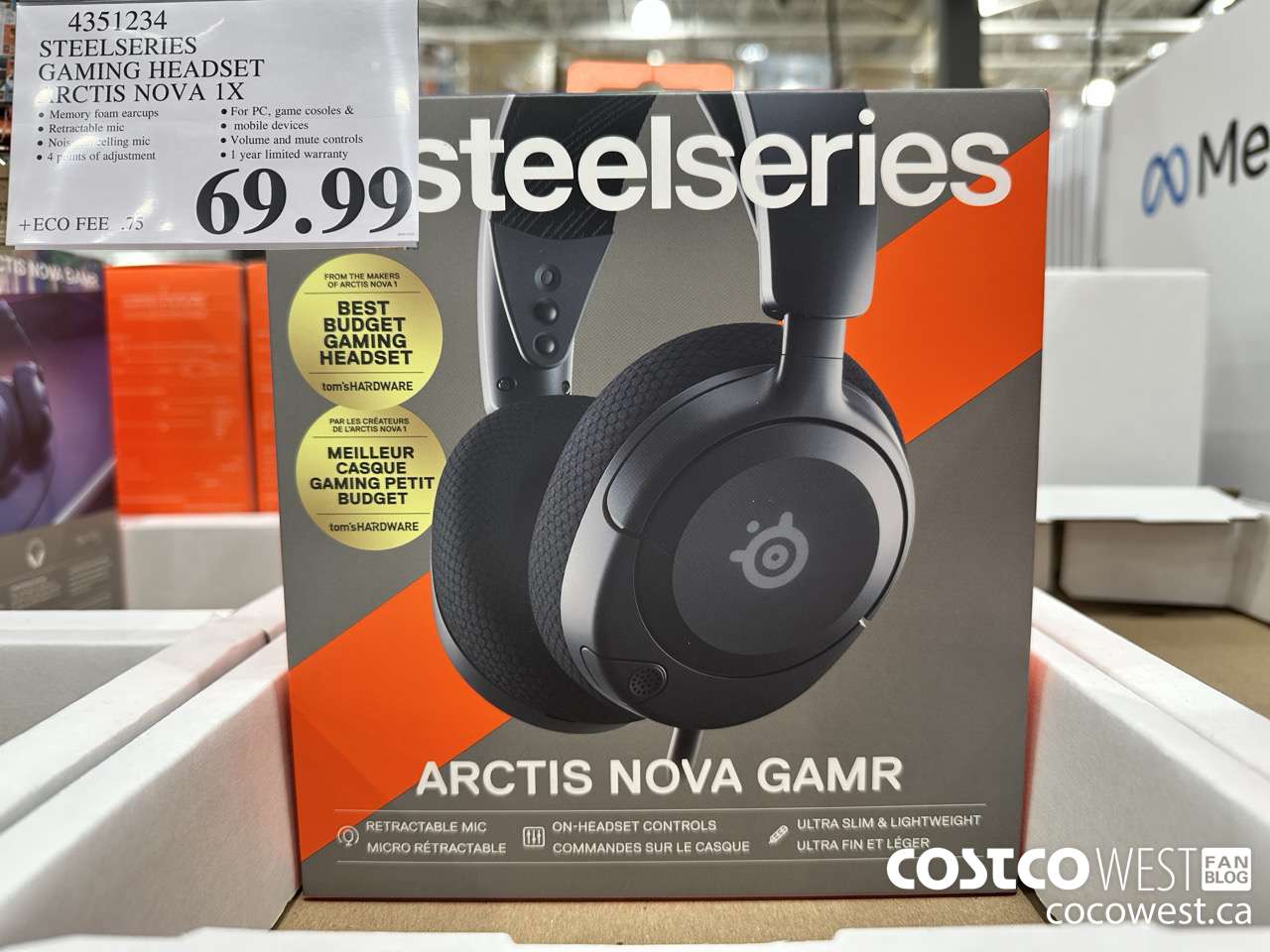 4351234 STEELSERIES GAMING HEADSET ARCTIS NOVA 1X $69.99