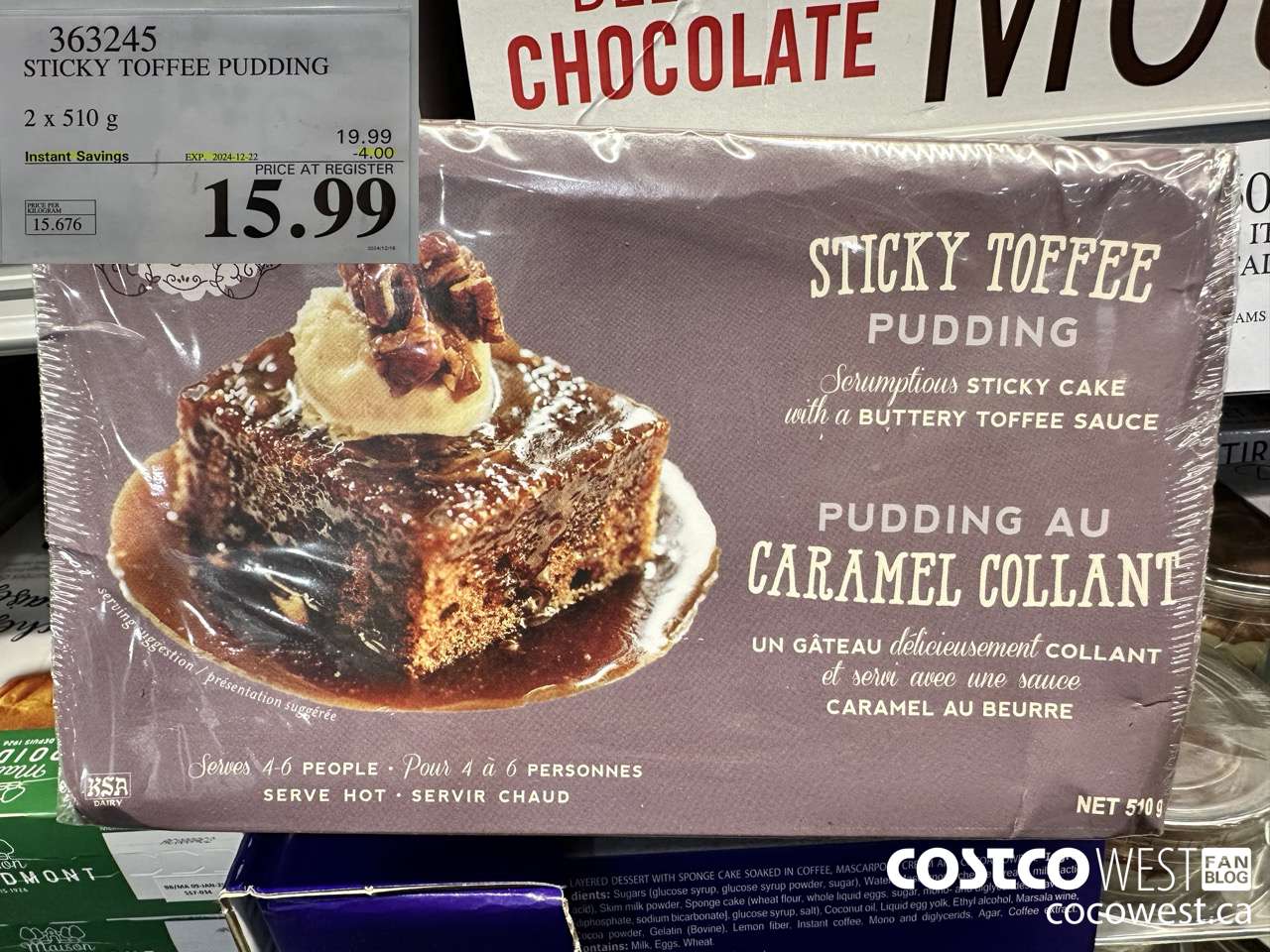 363245 STICKY TOFFEE PUDDING 2 X 510 G ($4.00 INSTANT SAVINGS EXPIRES ON 2024-12-22) $15.99