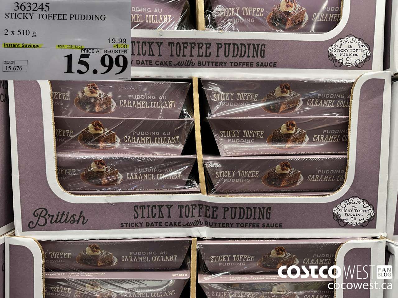 363245 STICKY TOFFEE PUDDING 2 X 510 G ($4.00 INSTANT SAVINGS EXPIRES ON 2024-12-24) $15.99