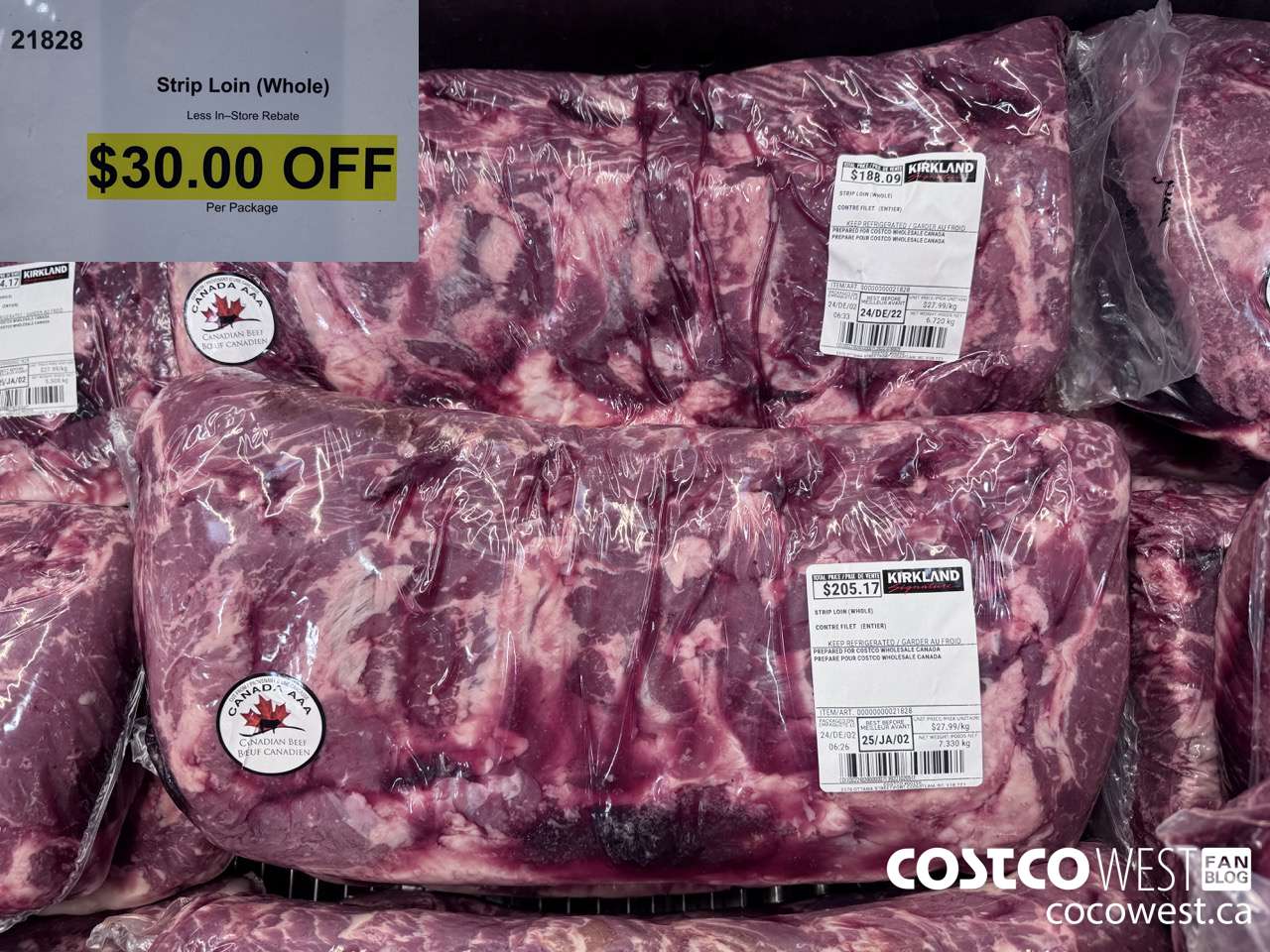 21828 STRIP LOIN (WHOLE) ($30.00 INSTANT SAVINGS)