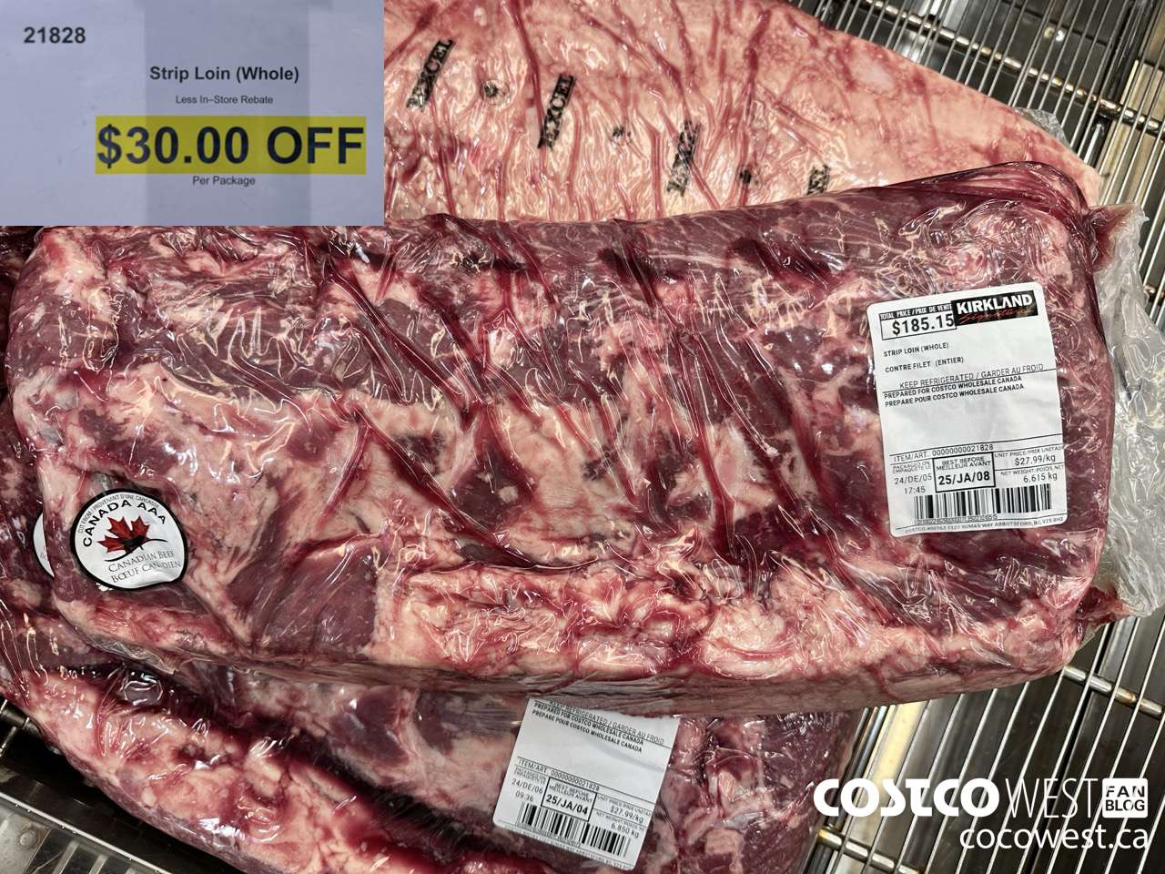 21828 STRIP LOIN (WHOLE) ($30.00 INSTANT SAVINGS)