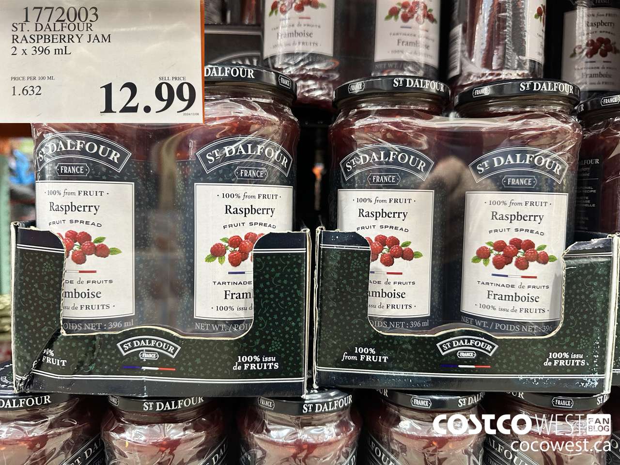 1772003 ST. DALFOUR RASPBERRY JAM 2 X 396ML $12.99