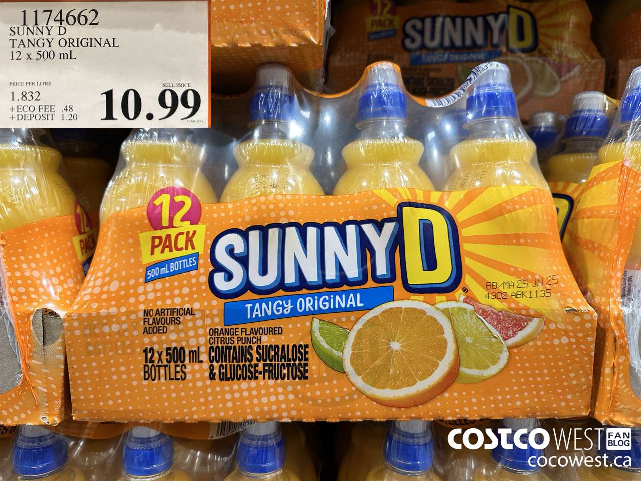 1174662 SUNNY D TANGY ORIGINAL 12 X 500ML $10.99