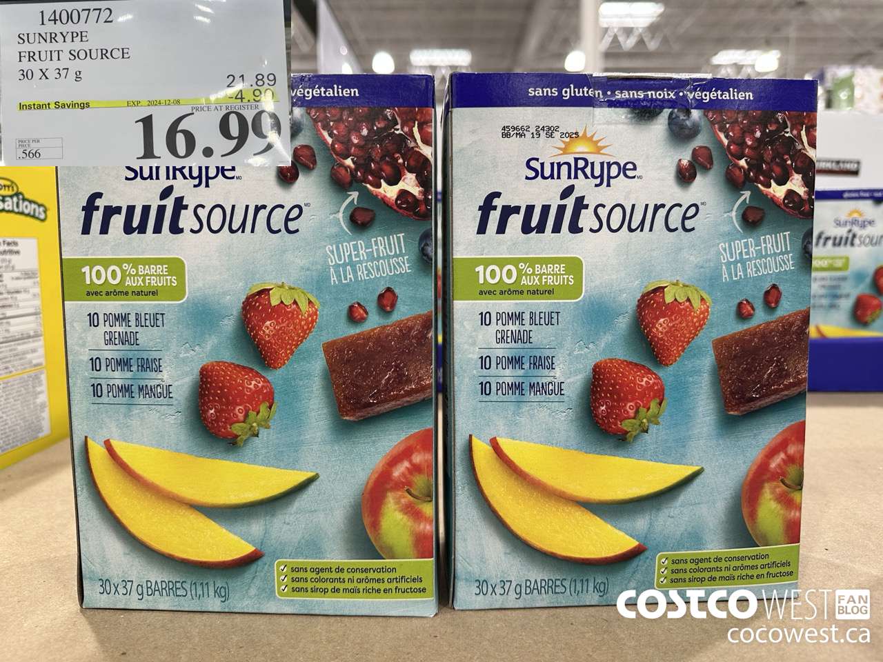 1400772 SUNRYPE FRUIT SOURCE 30 X 37 G ($4.90 INSTANT SAVINGS EXPIRES ON 2024-12-08) $16.99
