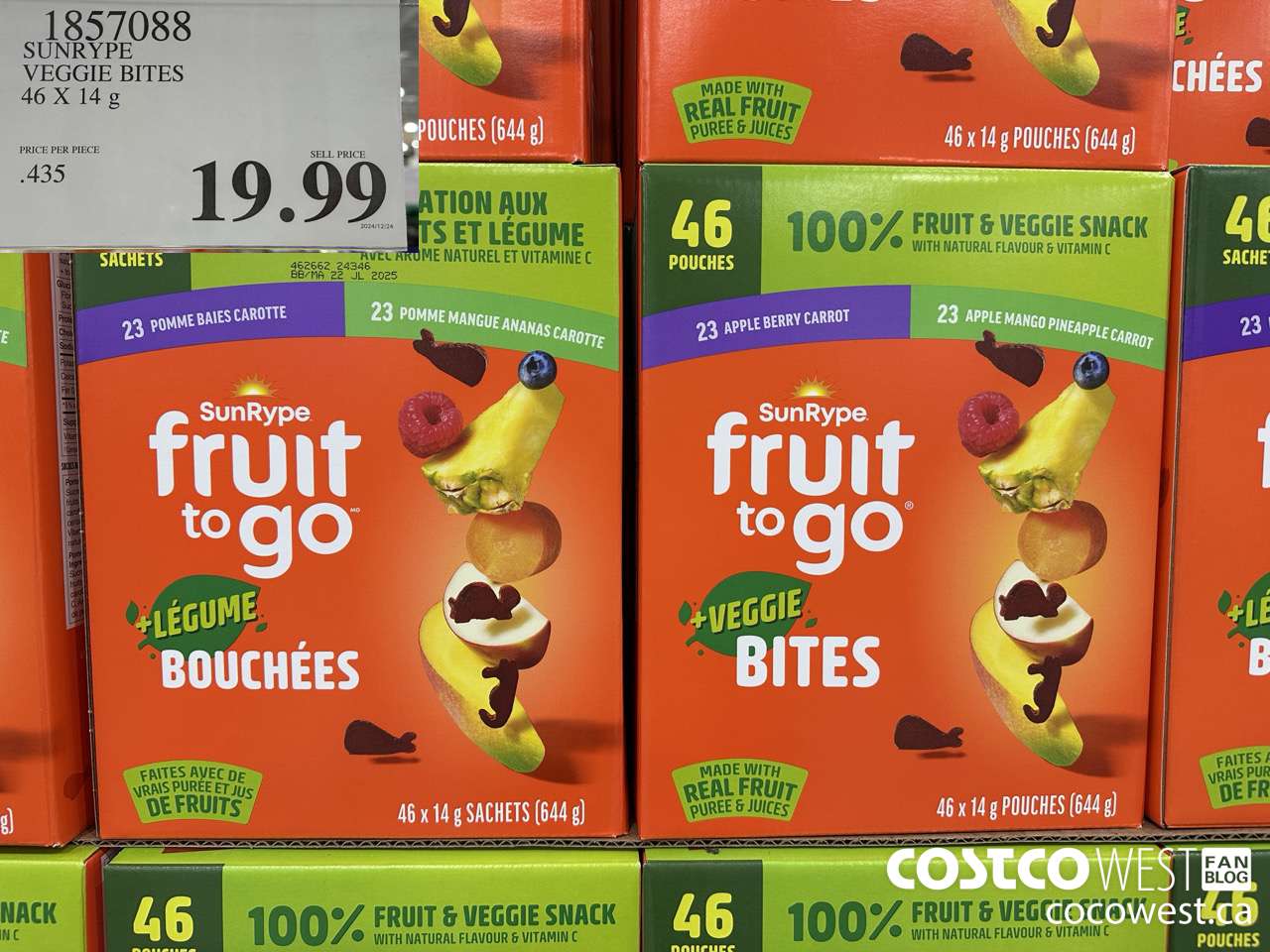 1857088 SUNRYPE VEGGIE BITES 46 X 14G $19.99