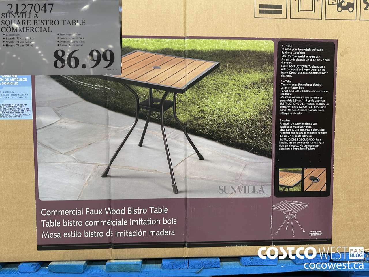 2127047 SUNVILLA SQUARE BISTRO TABLE COMMERCIAL $86.99