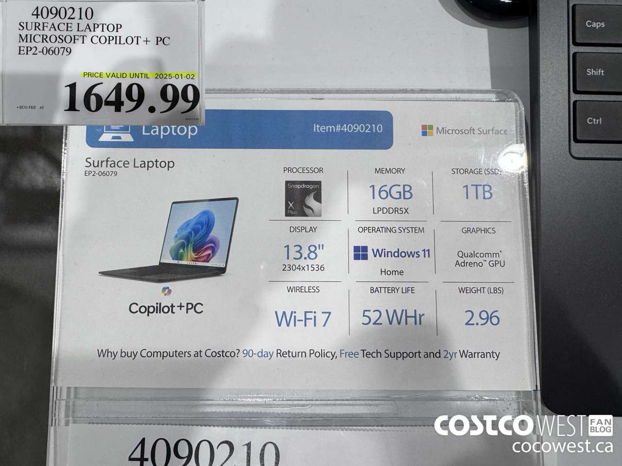 4090210 SURFACE LAPTOP MICROSOFT COPILOT + PC EP2-06079 (EXPIRES ON 2025-01-02) $1649.99