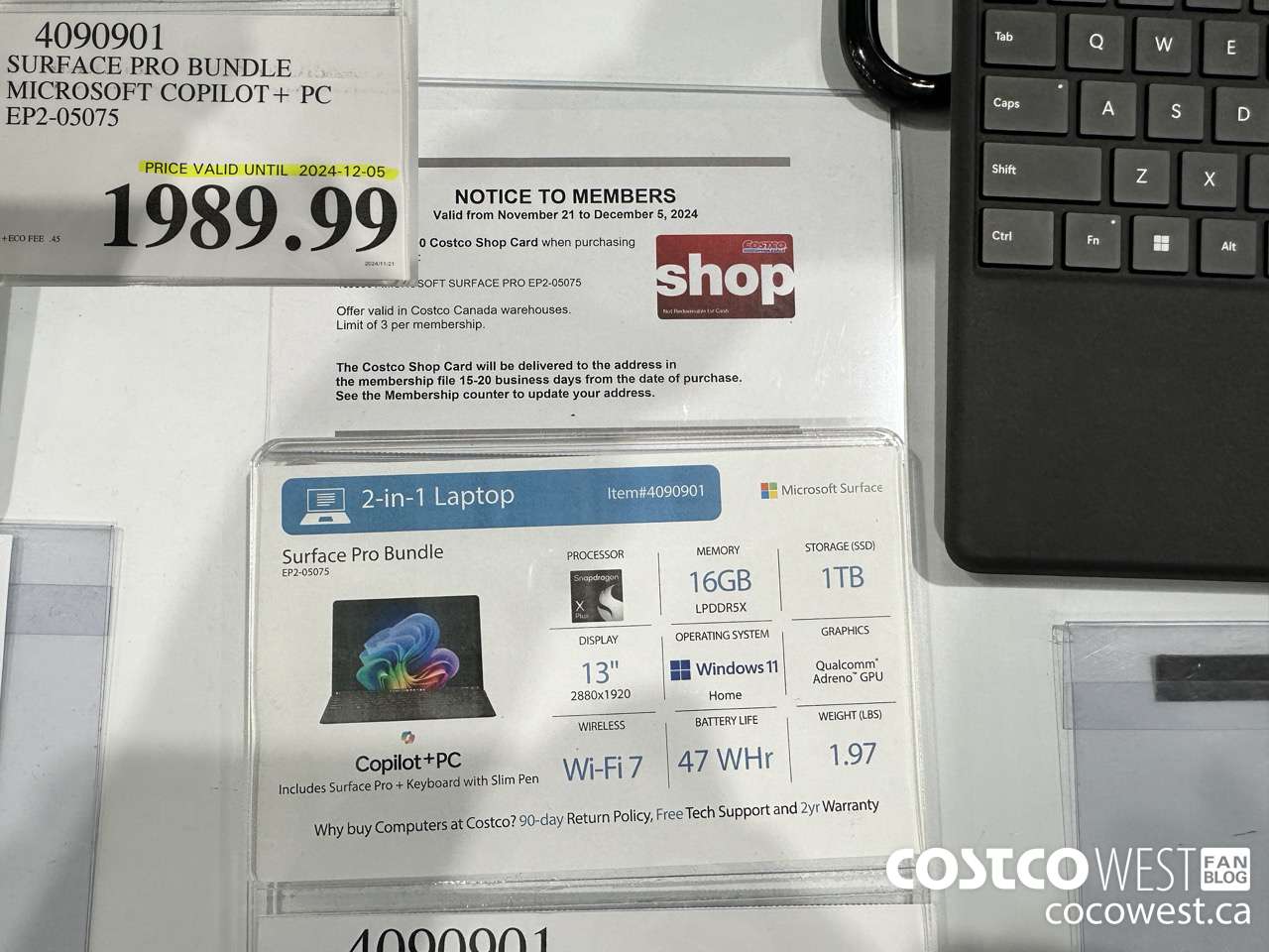 4090901 SURFACE PRO BUNDLE MICROSOFT COPILOT + PC EP2-05075 (EXPIRES ON 2024-12-05) $1989.99