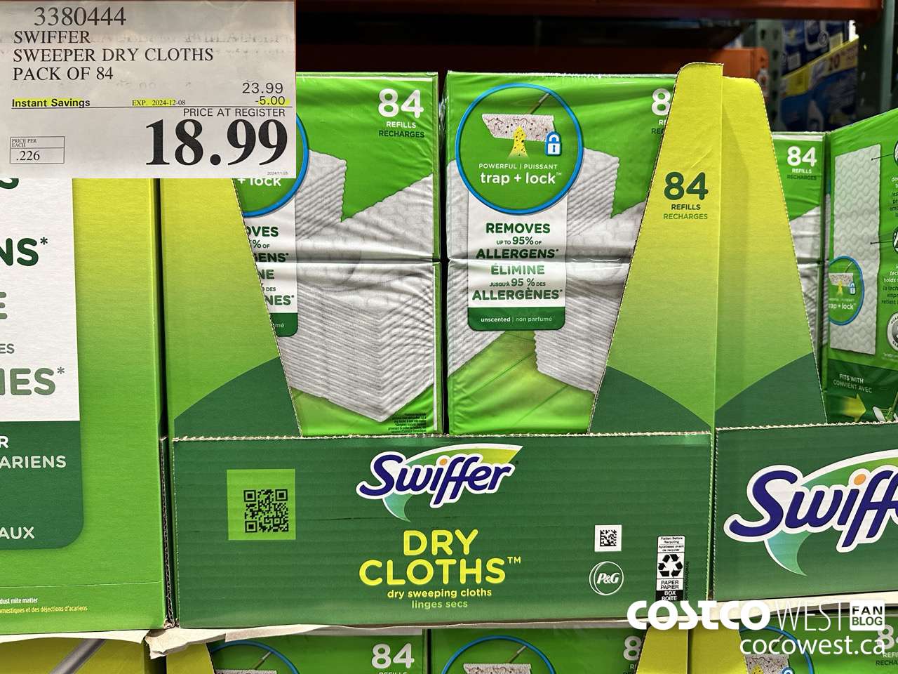 3380444 SWIFFER SWEEPER DRY CLOTHS PACK OF 84 ($5.00 INSTANT SAVINGS EXPIRES ON 2024-12-08) $18.99
