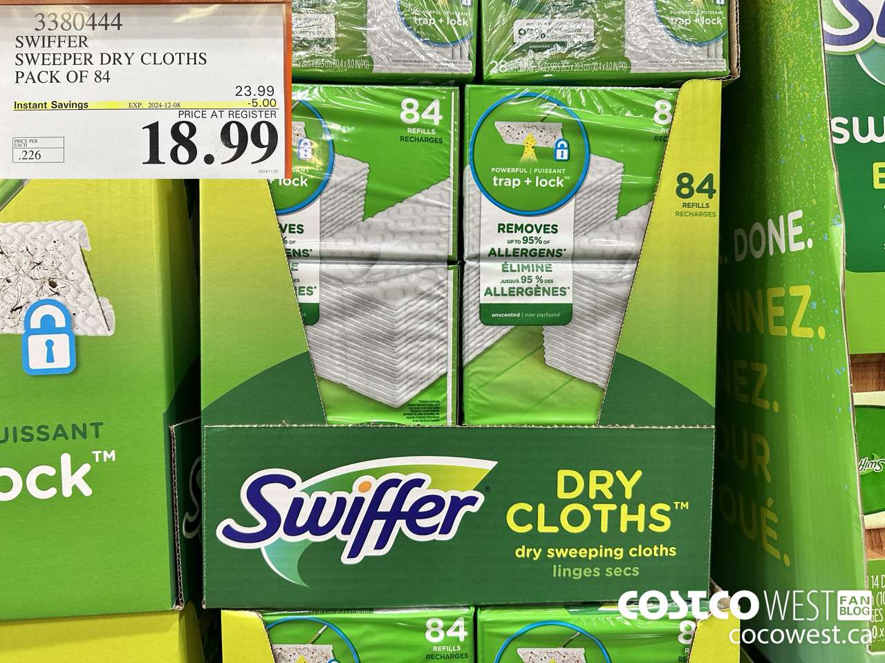 3380444 SWIFFER SWEEPER DRY CLOTHS PACK OF 84 ($5.00 INSTANT SAVINGS EXPIRES ON 2024-12-08) $18.99