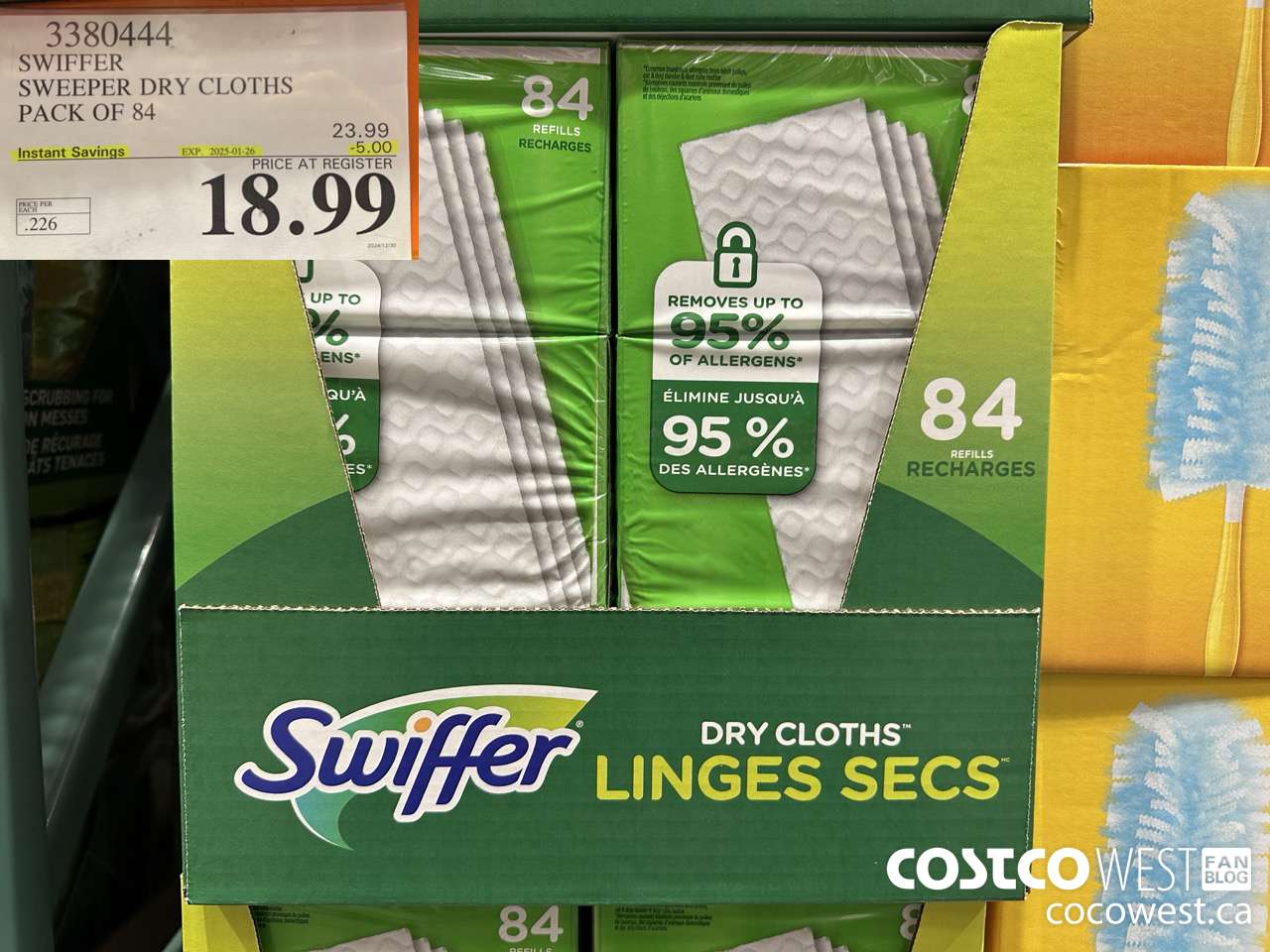 3380444 SWIFFER SWEEPER DRY CLOTHS PACK OF 84 ($5.00 INSTANT SAVINGS EXPIRES ON 2025-01-26) $18.99