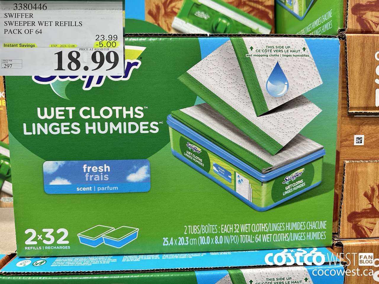 3380446 SWIFFER SWEEPER WET REFILLS PACK OF 64 ($5.00 INSTANT SAVINGS EXPIRES ON 2024-12-08) $18.99