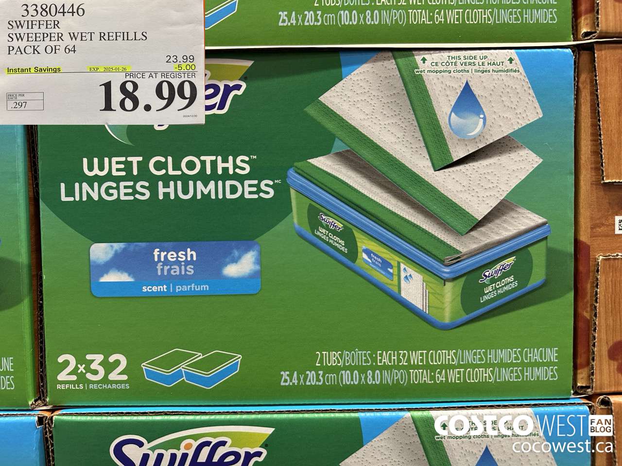 3380446 SWIFFER SWEEPER WET REFILLS PACK OF 64 ($5.00 INSTANT SAVINGS EXPIRES ON 2025-01-26) $18.99