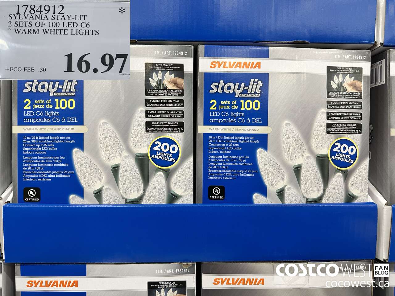 1784912 SYLVANIA STAY-LIT 2 SETS OF 100 LED C6 WARM WHITE LIGHTS $16.97