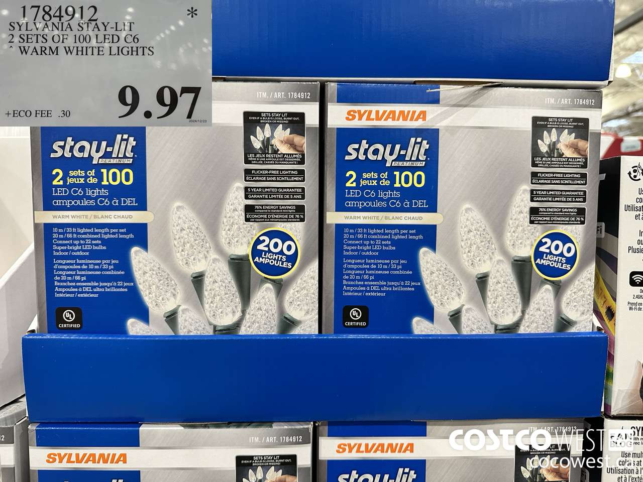 1784912 SYLVANIA STAY-LIT 2 SETS OF 100 LED C6 WARM WHITE LIGHTS $9.97