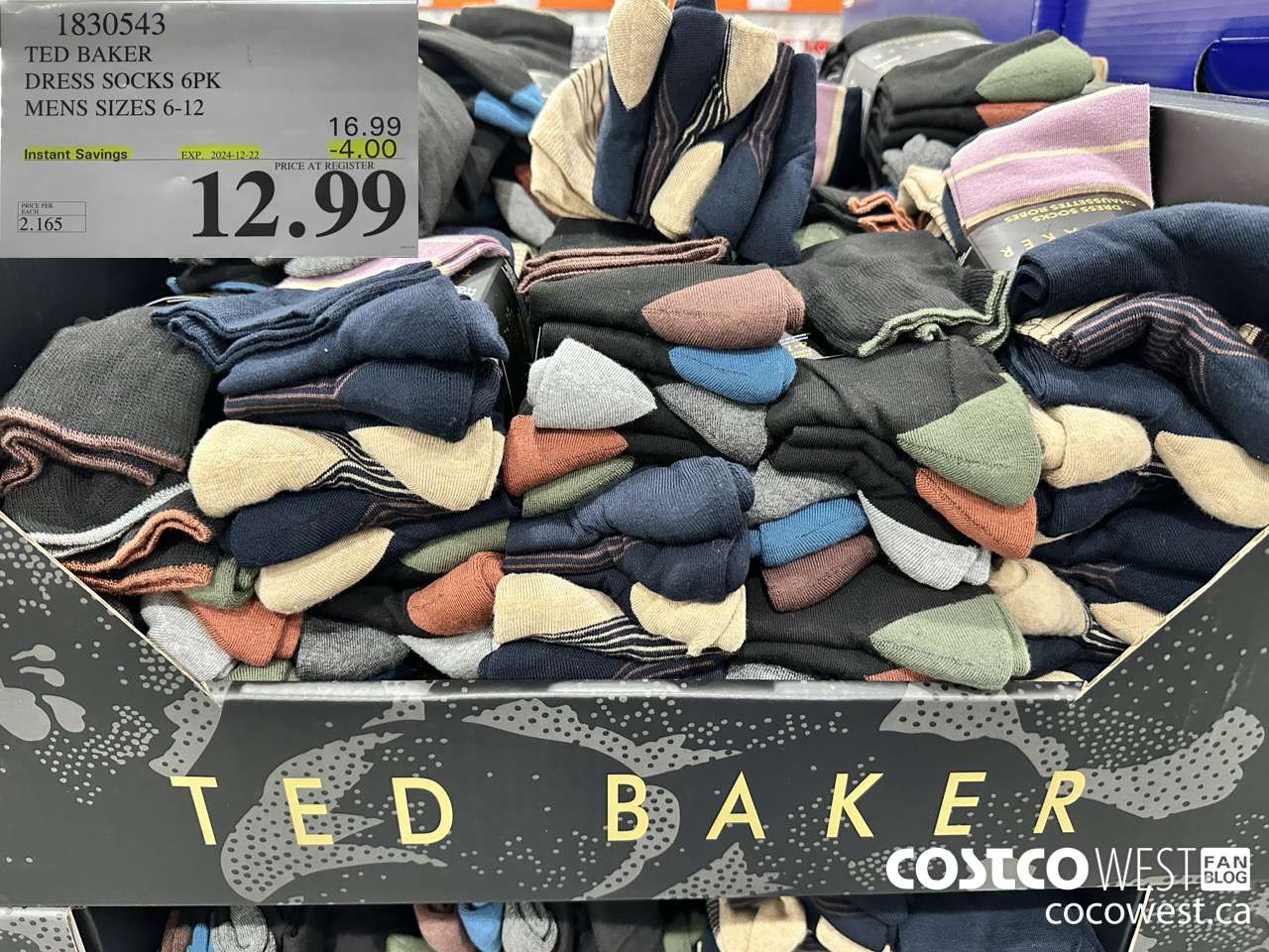 1830543 TED BAKER DRESS SOCKS 6PK MENS SIZES 6-12 ($4.00 INSTANT SAVINGS EXPIRES ON 2024-12-22) $12.99
