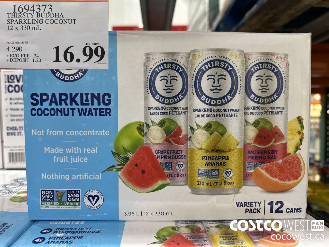 1694373 THIRSTY BUDDHA SPARKLING COCONUT 12 X 330 ML $16.99