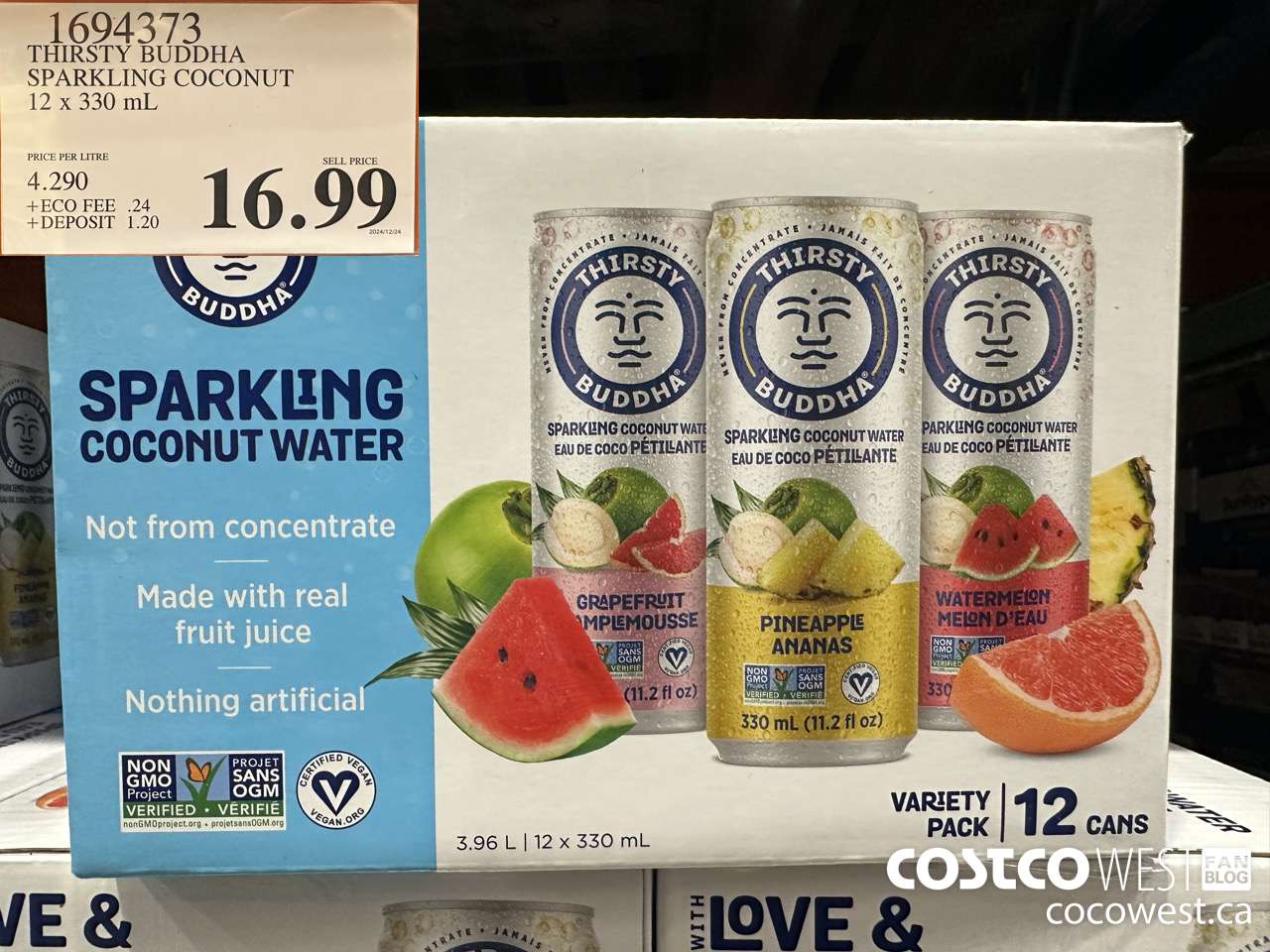 1694373 THIRSTY BUDDHA SPARKLING COCONUT 12 X 330 ML $16.99