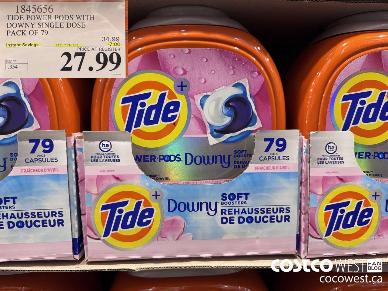 1845656 TIDE POWER PODS WITH DOWNY SINGLE DOSE PACK OF 79 ($7.00 INSTANT SAVINGS EXPIRES ON 2024-12-22) $27.99